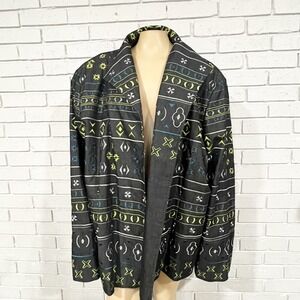 Liz & Me Platinum Collection Women's Black Geometric Print Open Front Jacket 5X
